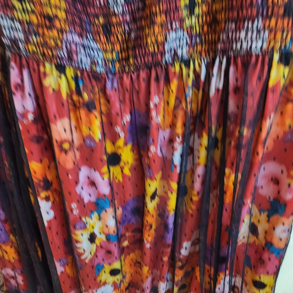 Torrid 4X Sleeveless Tiered Floral Smocked Dress Boho Tropical Dress - Picture 14 of 14